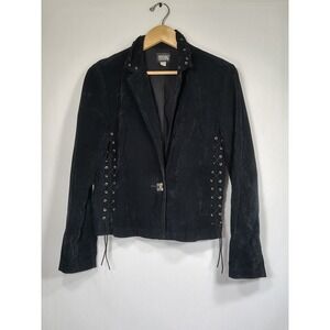 Silverado Black Lace‎ Up Western Concho Blazer Jacket Womens Medium Made in USA